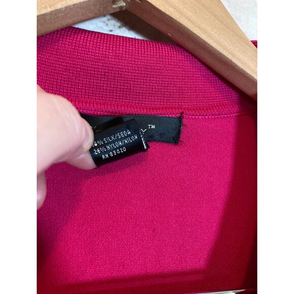 C'est City Silk Top Womens Large Hot Pink Button Front Santana Knit Lightweight - Picture 11 of 12